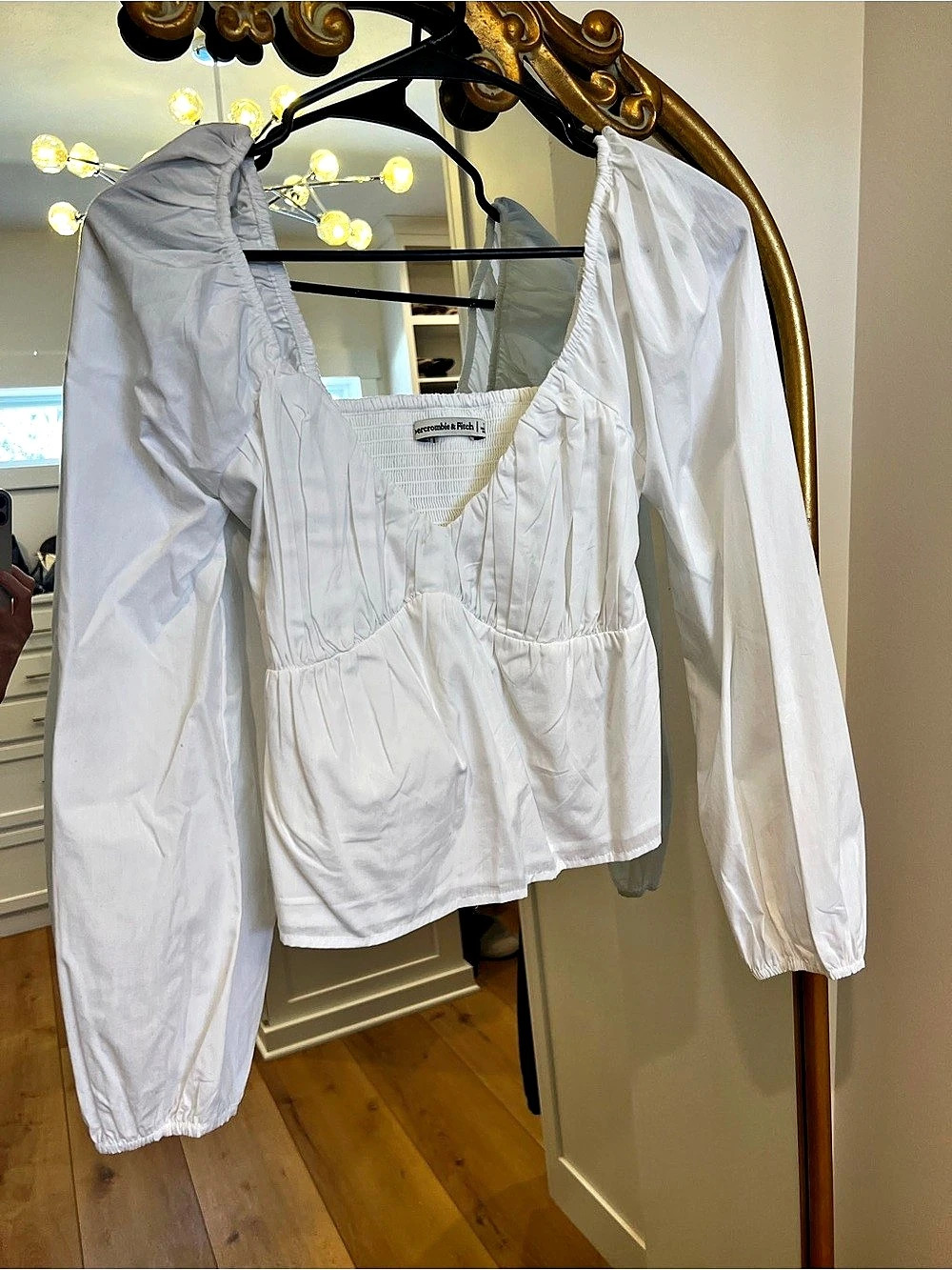 Abercrombie & Fitch White Long Sleeve Blouse